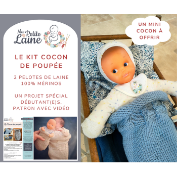 Kit à tricoter " Le mini cocon de poupée"